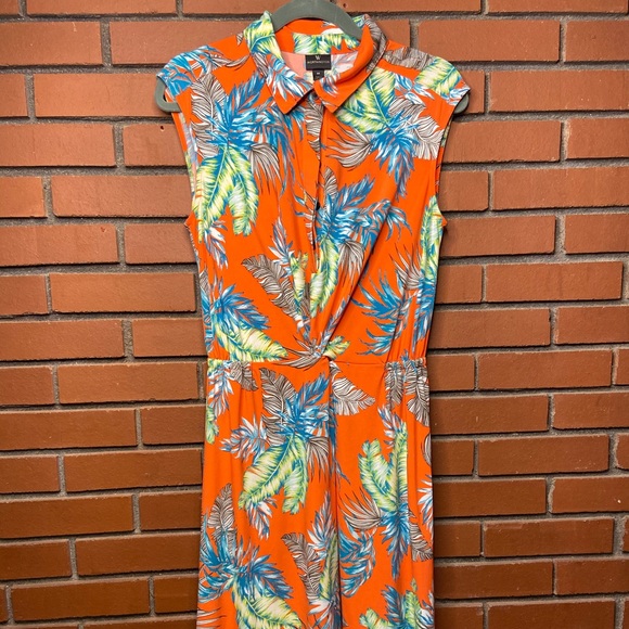 Worthington Dresses & Skirts - Orange tropical Midi knit dress